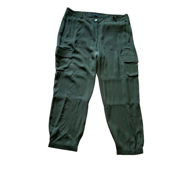 Revolve Theory Cargo Pants HANNON MODERN SILK PANTS IN DARK LAUREL - Picture 3 of 9